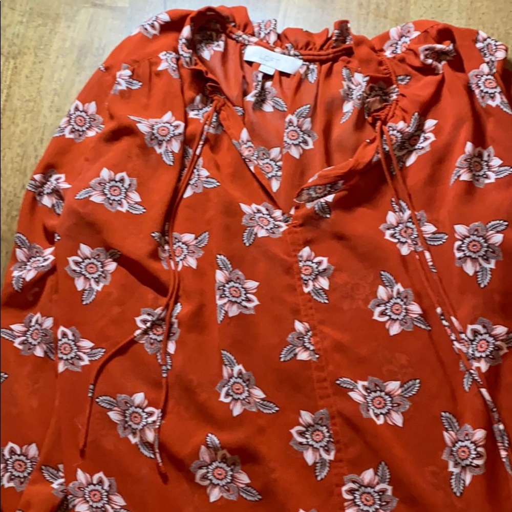Loft sheer orange floral blouse